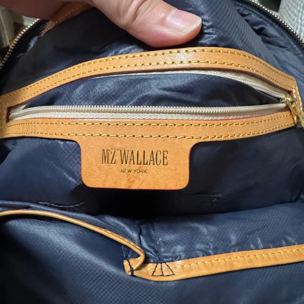 MZ Wallace Blue and Gold Quilted Backpack with Chain Accents - Picture 6 of 6